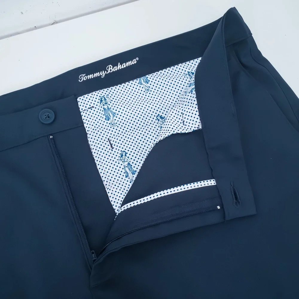 Tommy Bahama Performance Pants Mens 40x30 Navy Blue Boracay Stretch Polyester